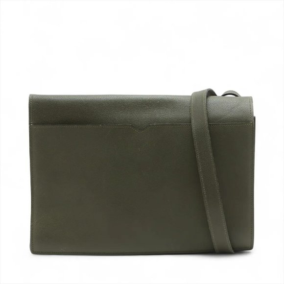 Valextra Khaki Green Leather Shoulder Bag for Men - Picture 1 of 14